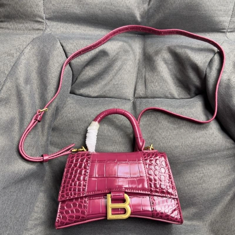 Balenciaga Peach Pink Crocodile Pattern Hourglass XS Bag EyeCatching 69990
