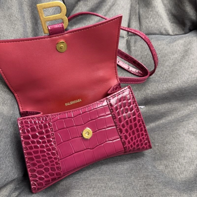 Balenciaga Peach Pink Crocodile Pattern Hourglass XS Bag EyeCatching 69990