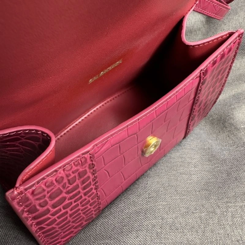Balenciaga Peach Pink Crocodile Pattern Hourglass XS Bag EyeCatching 69990