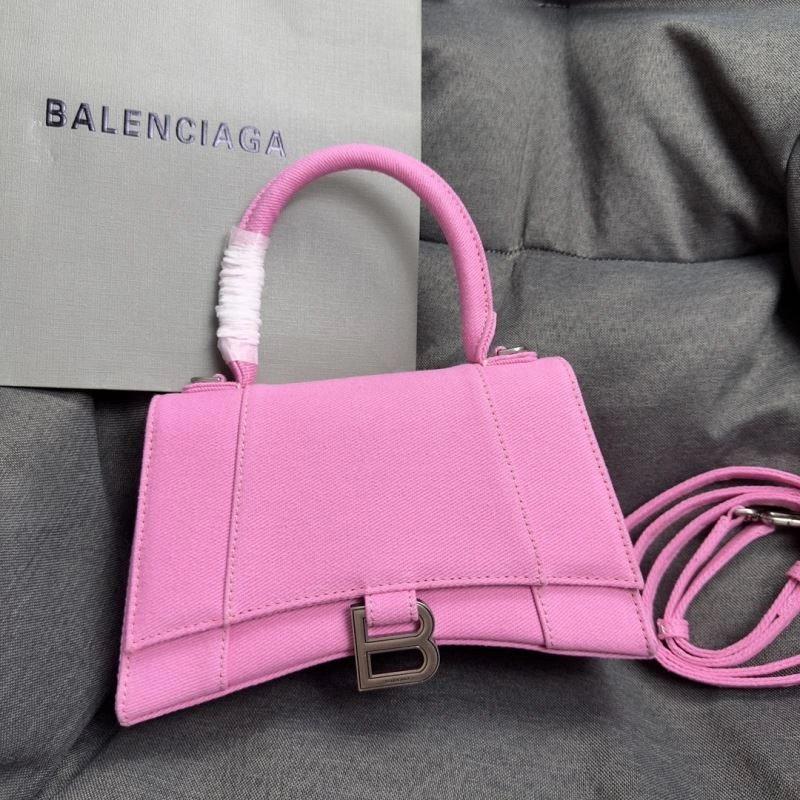 Bright Balenciaga Pink Hourglass Bag with Silver Buckle - S Size 69984