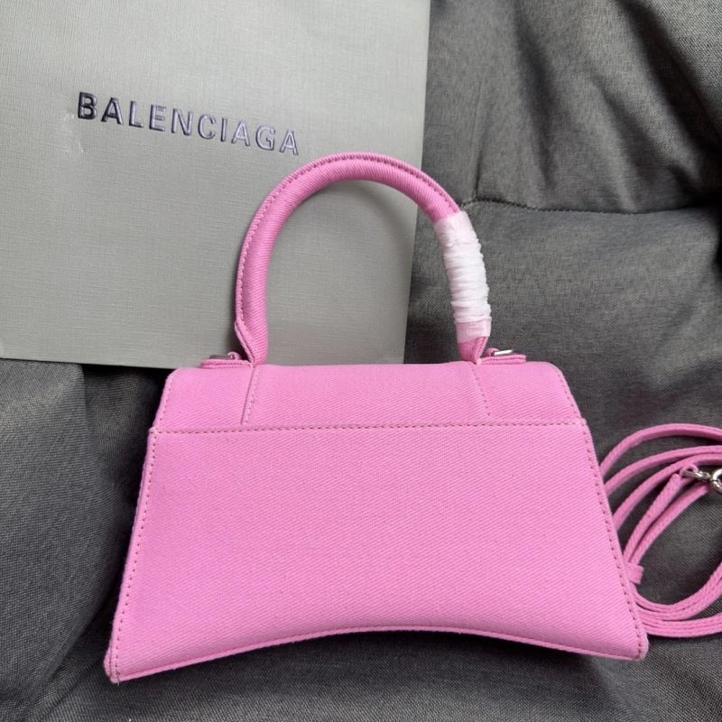 Bright Balenciaga Pink Hourglass Bag with Silver Buckle - S Size 69984