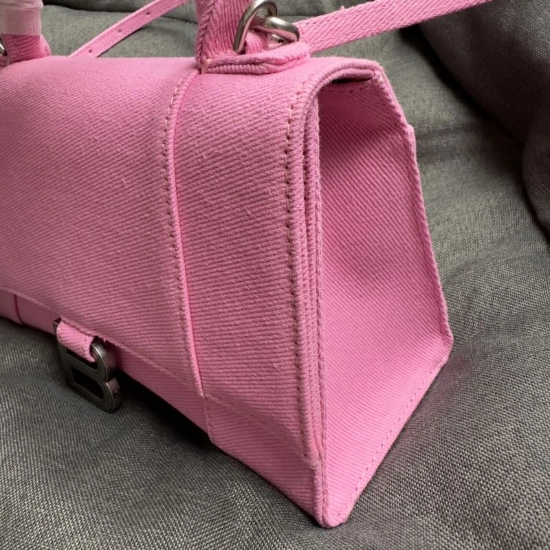 Bright Balenciaga Pink Hourglass Bag with Silver Buckle - S Size 69984