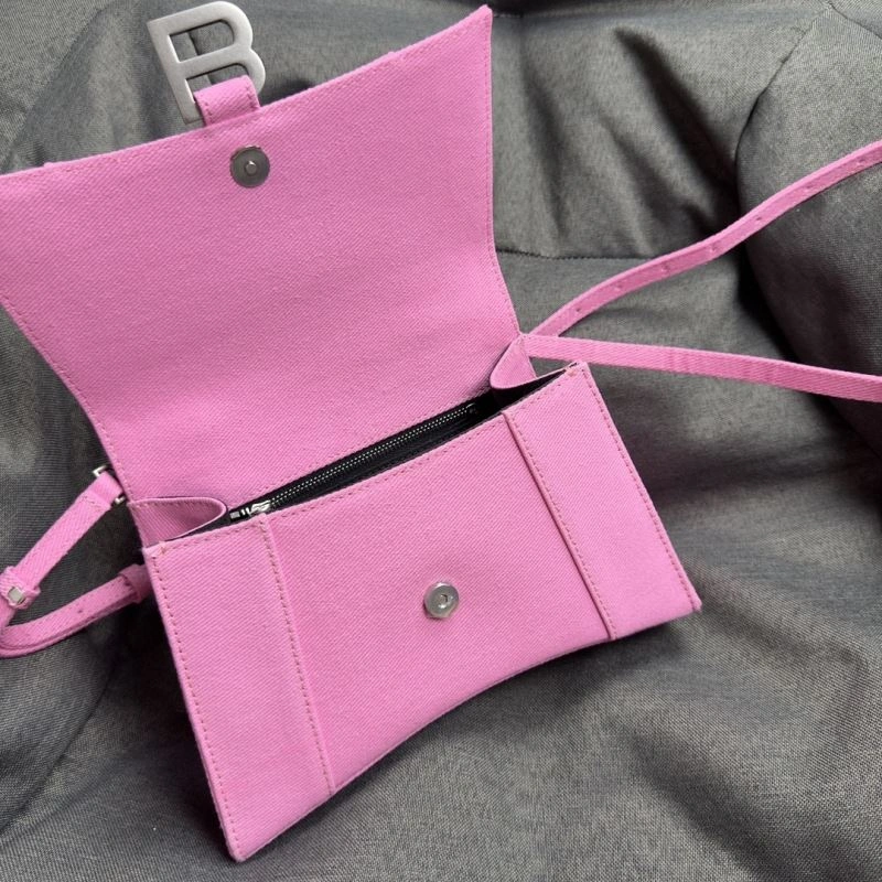 Bright Balenciaga Pink Hourglass Bag with Silver Buckle - S Size 69984