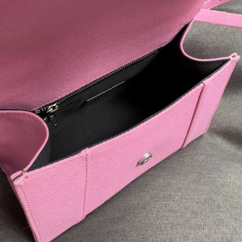 Bright Balenciaga Pink Hourglass Bag with Silver Buckle - S Size 69984