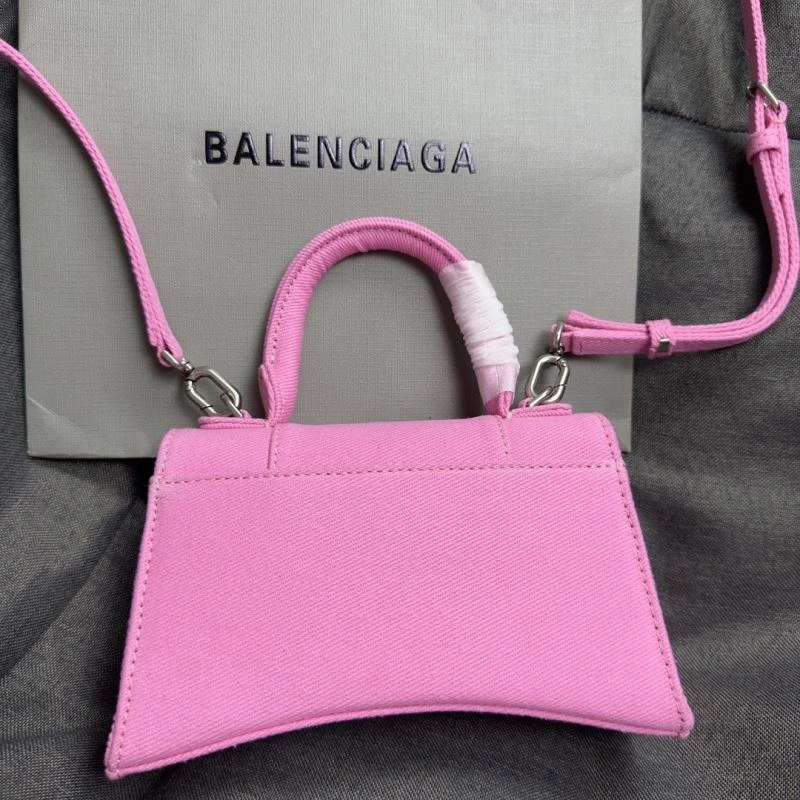 Bold Balenciaga Pink Hourglass Bag with Silver Buckle - XS Size 70015