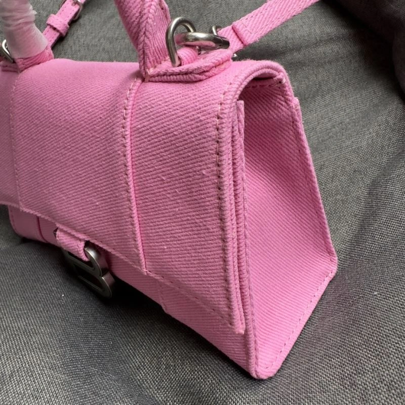 Bold Balenciaga Pink Hourglass Bag with Silver Buckle - XS Size 70015