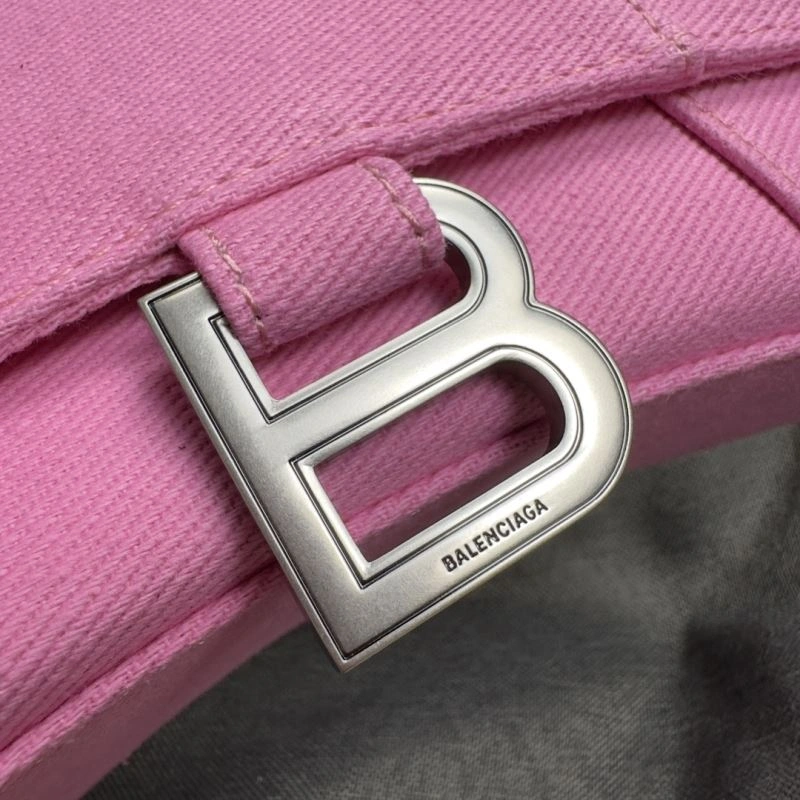 Bold Balenciaga Pink Hourglass Bag with Silver Buckle - XS Size 70015