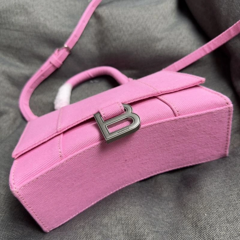 Bold Balenciaga Pink Hourglass Bag with Silver Buckle - XS Size 70015