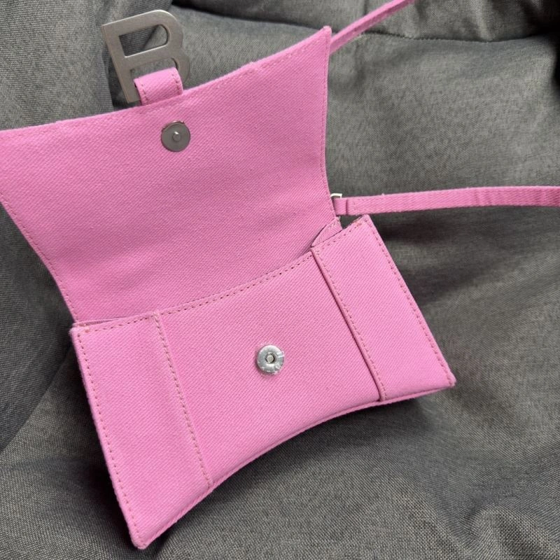 Bold Balenciaga Pink Hourglass Bag with Silver Buckle - XS Size 70015