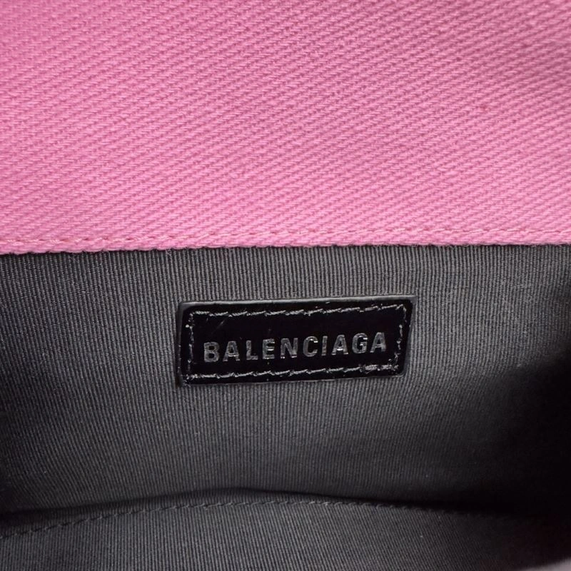 Bold Balenciaga Pink Hourglass Bag with Silver Buckle - XS Size 70015