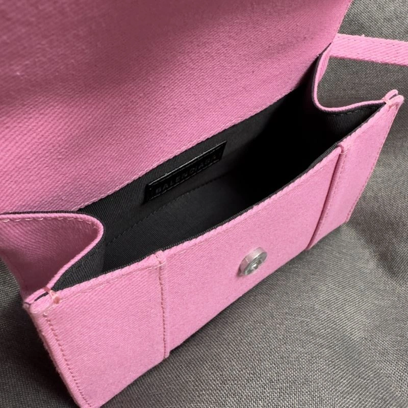 Bold Balenciaga Pink Hourglass Bag with Silver Buckle - XS Size 70015