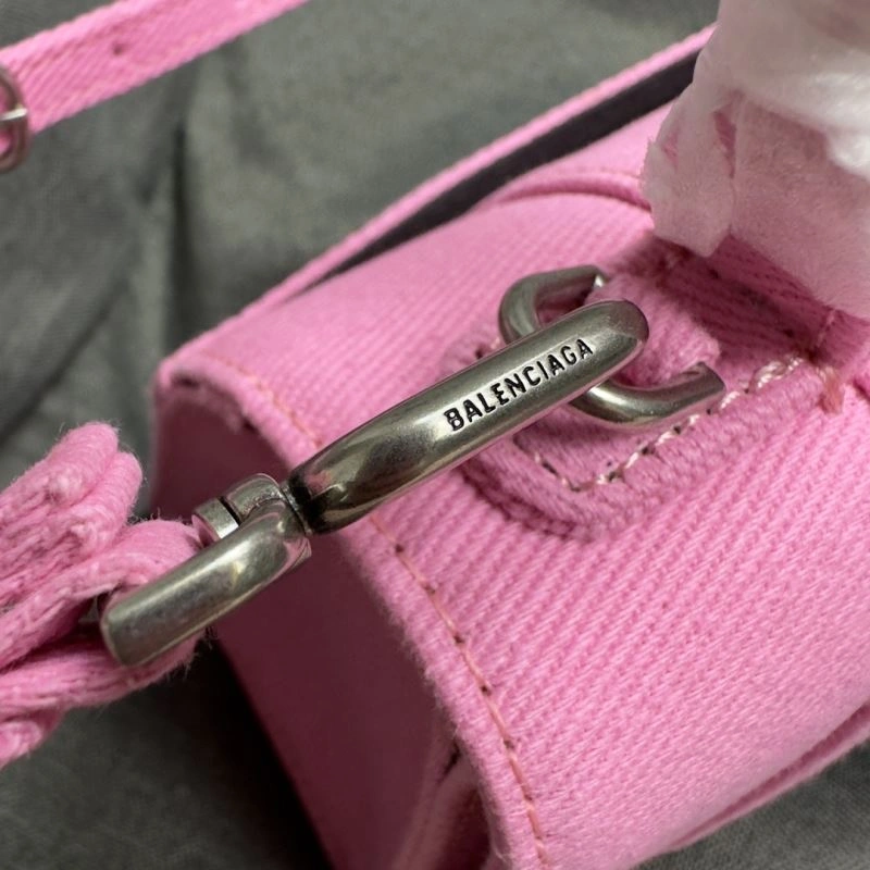 Bold Balenciaga Pink Hourglass Bag with Silver Buckle - XS Size 70015