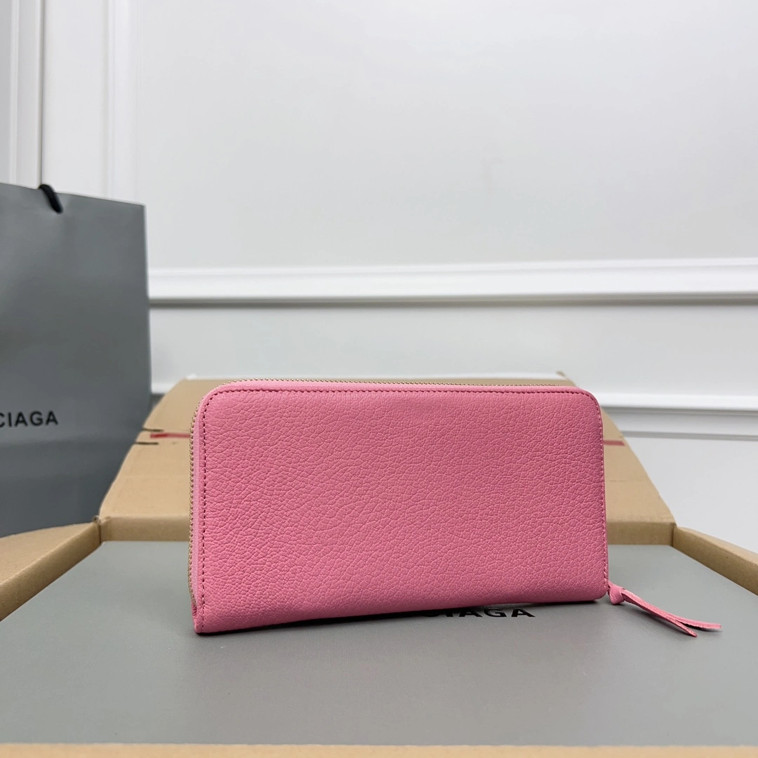 EasyMatch Balenciaga Pink Retro Goat Leather Motorcycle Wallet with Heart 60837