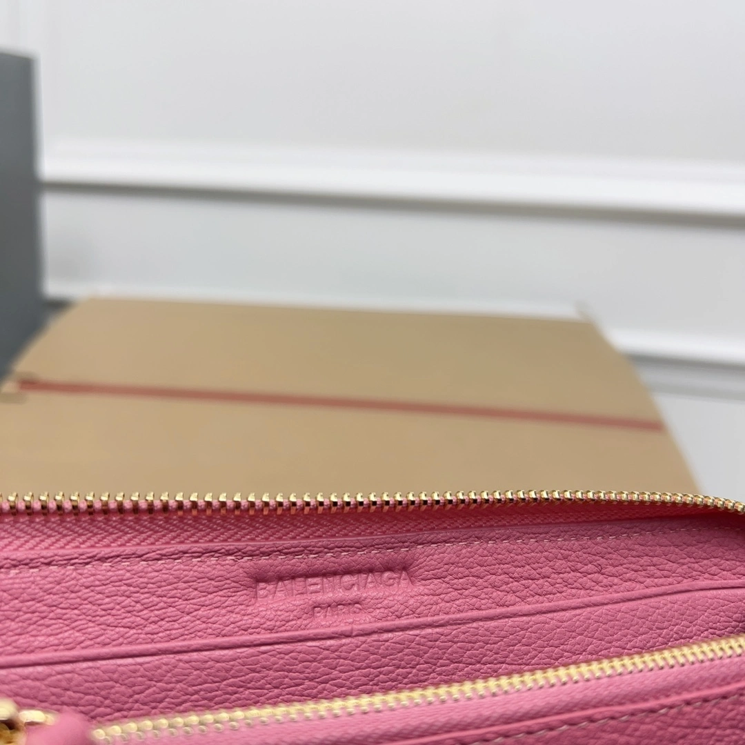 EasyMatch Balenciaga Pink Retro Goat Leather Motorcycle Wallet with Heart 60837