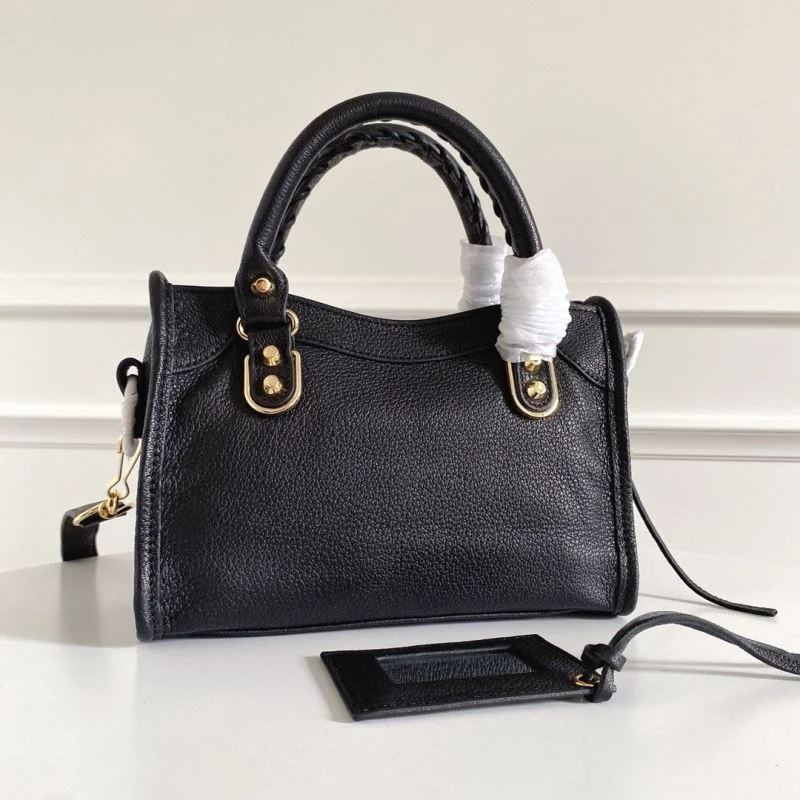 HighQuality Balenciaga  Italian Goat Leather Mini Motorcycle Bag with Gold Buckle 38301