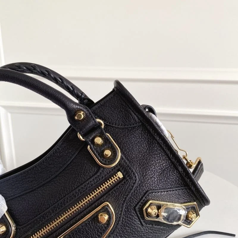 HighQuality Balenciaga  Italian Goat Leather Mini Motorcycle Bag with Gold Buckle 38301