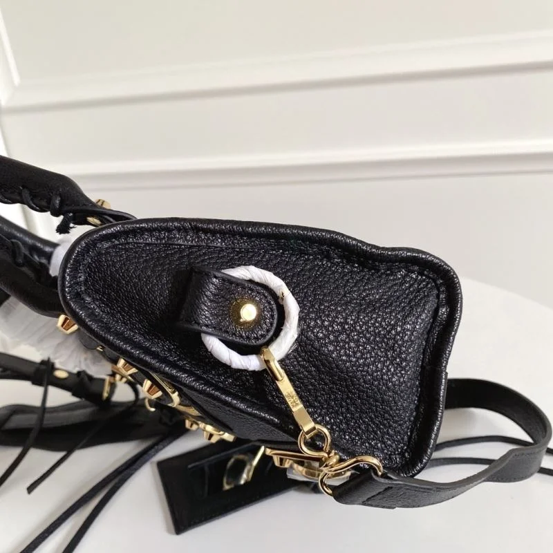 HighQuality Balenciaga  Italian Goat Leather Mini Motorcycle Bag with Gold Buckle 38301