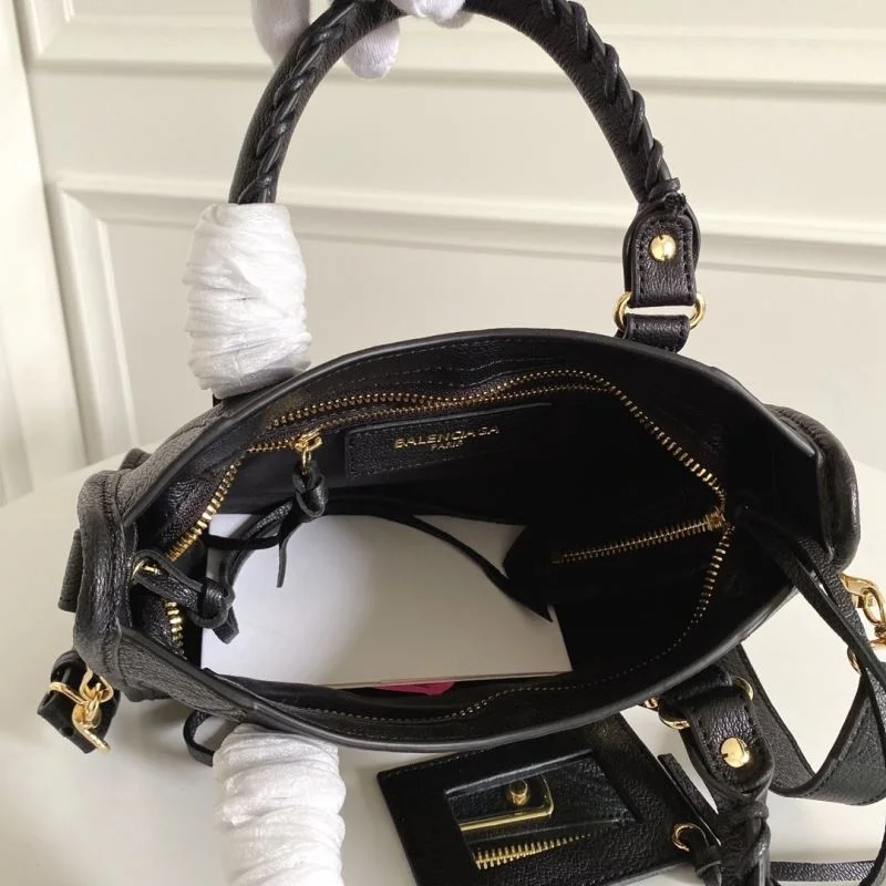 HighQuality Balenciaga  Italian Goat Leather Mini Motorcycle Bag with Gold Buckle 38301