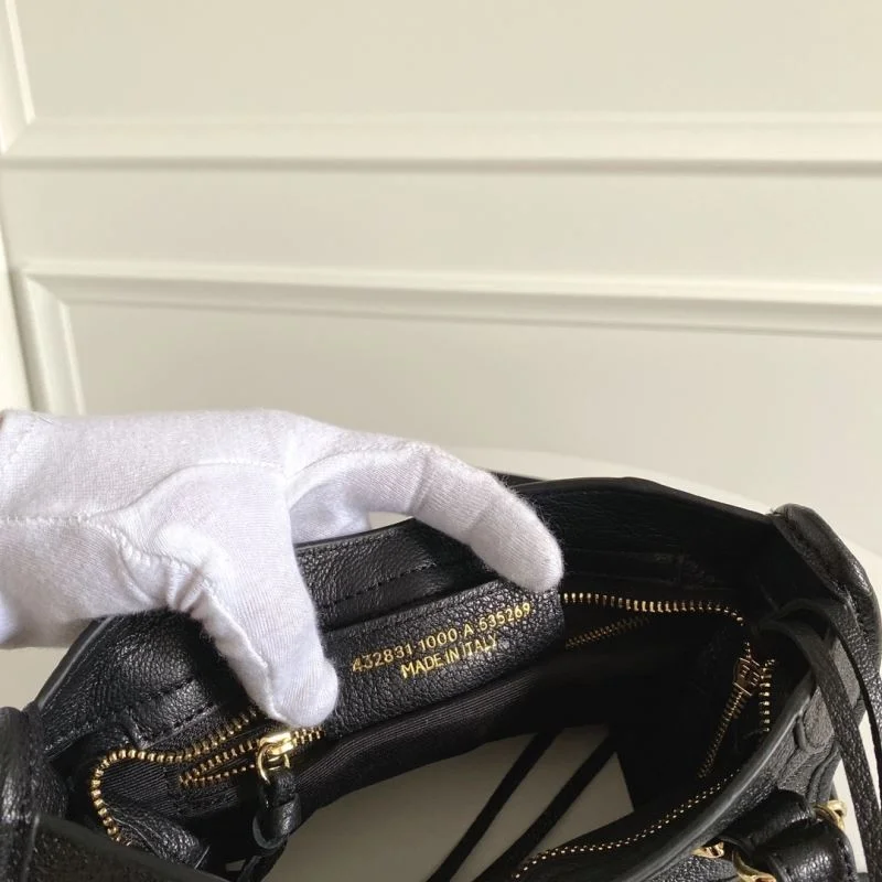 HighQuality Balenciaga  Italian Goat Leather Mini Motorcycle Bag with Gold Buckle 38301