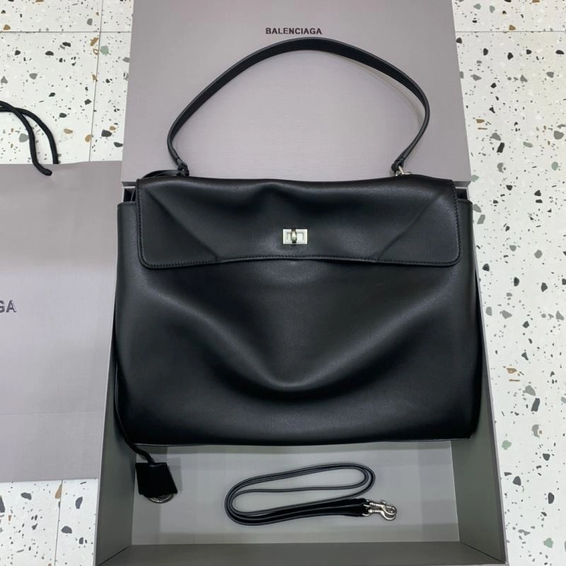 Balenciaga Rebel  Black Handbag with Silver Buckle - Three Sizes ModernLook 66960