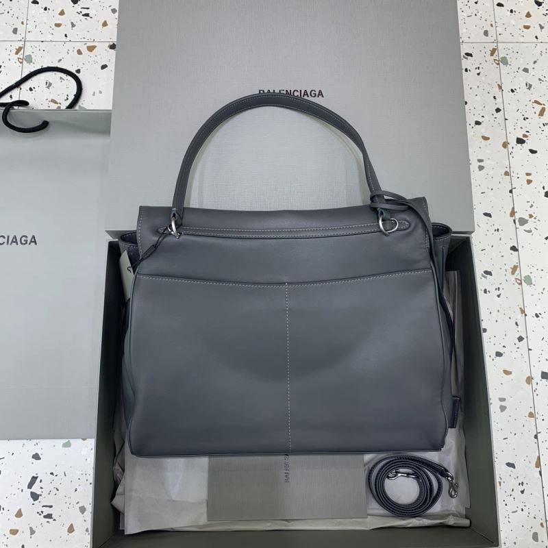 Balenciaga Rebel  Gray Leather Handbag with Silver Buckle Durable 67004