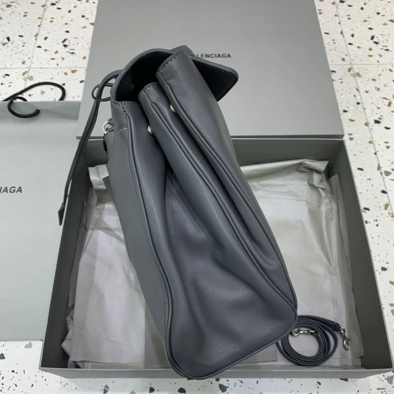 Balenciaga Rebel  Gray Leather Handbag with Silver Buckle Durable 67004