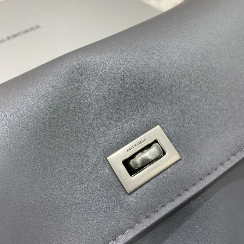 Balenciaga Rebel  Gray Leather Handbag with Silver Buckle Durable 67004