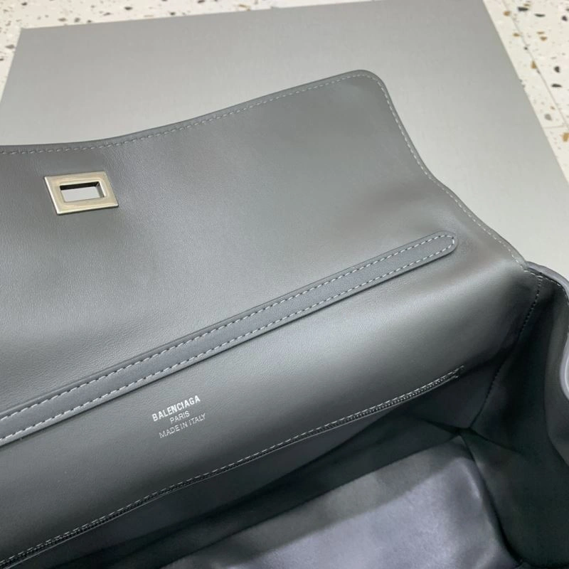 Balenciaga Rebel  Gray Leather Handbag with Silver Buckle Durable 67004