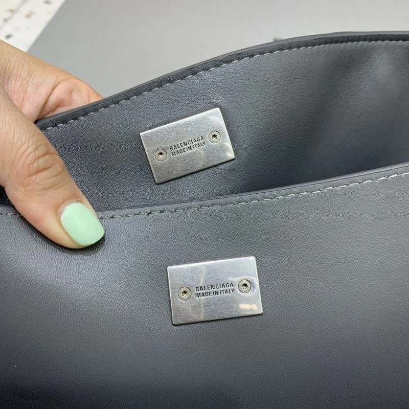 Balenciaga Rebel  Gray Leather Handbag with Silver Buckle Durable 67004
