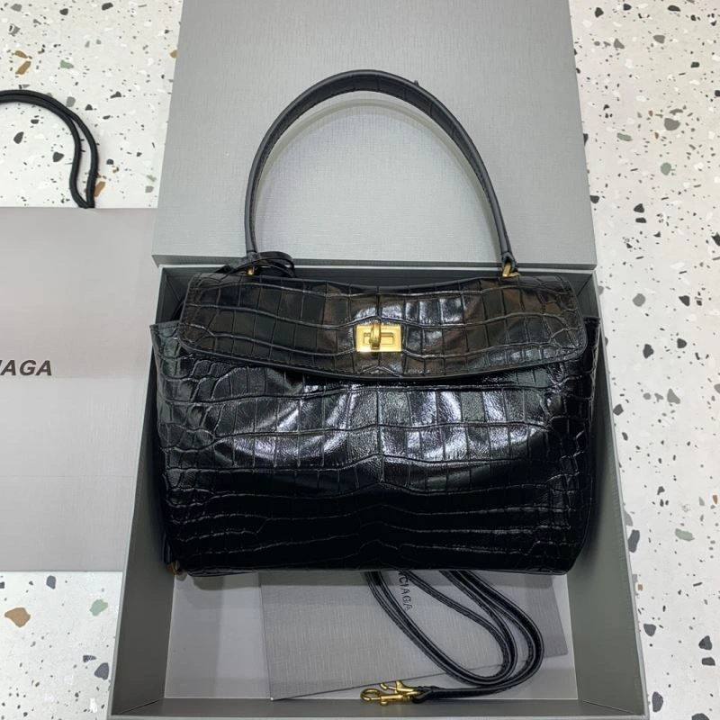 Fashionable Balenciaga Rebel  Small Crocodile Black Series Handbag 67006