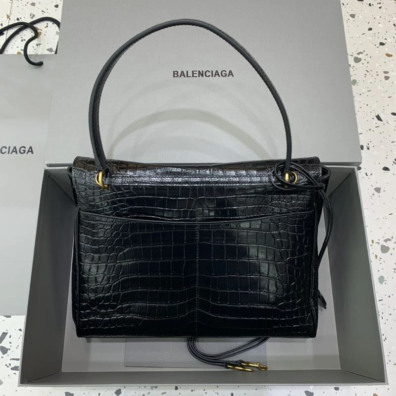 Resilient Balenciaga Rebel Luxe Crocodile Black Handbag - Style Meets Function 66964