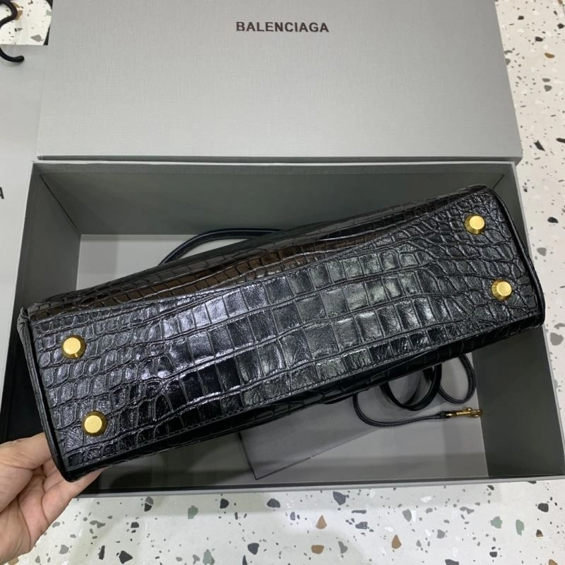 Resilient Balenciaga Rebel Luxe Crocodile Black Handbag - Style Meets Function 66964