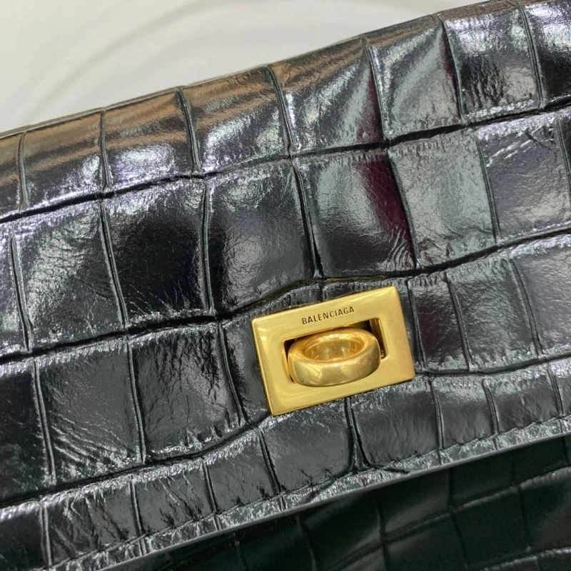 Resilient Balenciaga Rebel Luxe Crocodile Black Handbag - Style Meets Function 66964