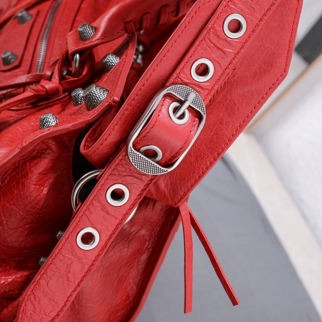 Balenciaga Red Neo Cagole Motorcycle Bag with Heart Mirror ZeroBulk 60938