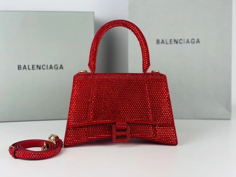 Balenciaga Red Rhinestone Hourglass Bag with B-Clasp Durable 72591