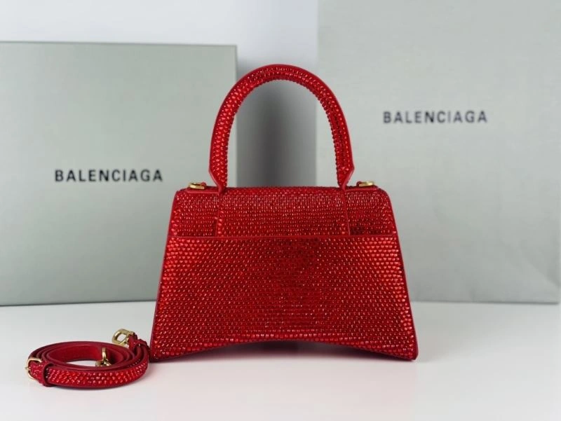 Balenciaga Red Rhinestone Hourglass Bag with B-Clasp Durable 72591