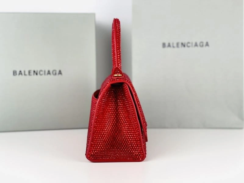 Balenciaga Red Rhinestone Hourglass Bag with B-Clasp Durable 72591
