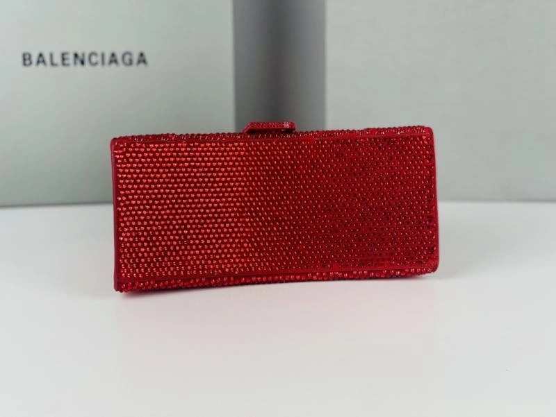 Balenciaga Red Rhinestone Hourglass Bag with B-Clasp Durable 72591