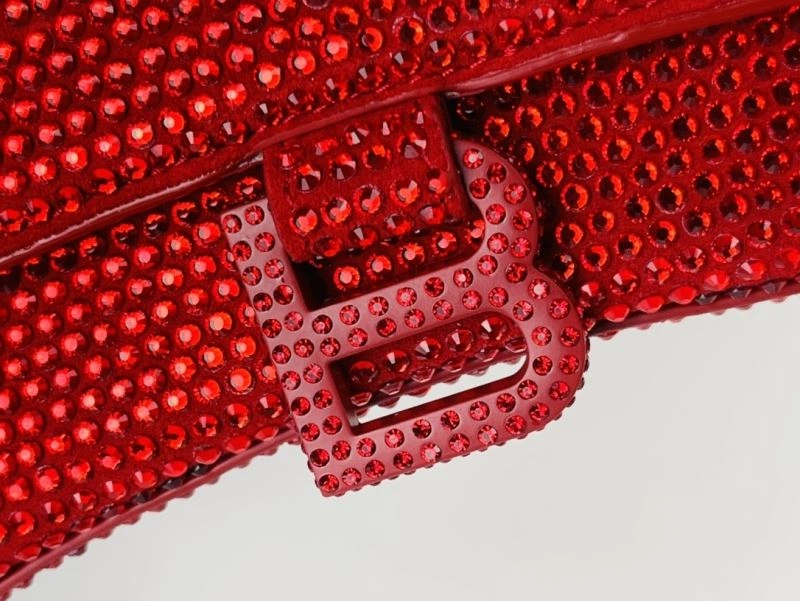 Balenciaga Red Rhinestone Hourglass Bag with B-Clasp Durable 72591