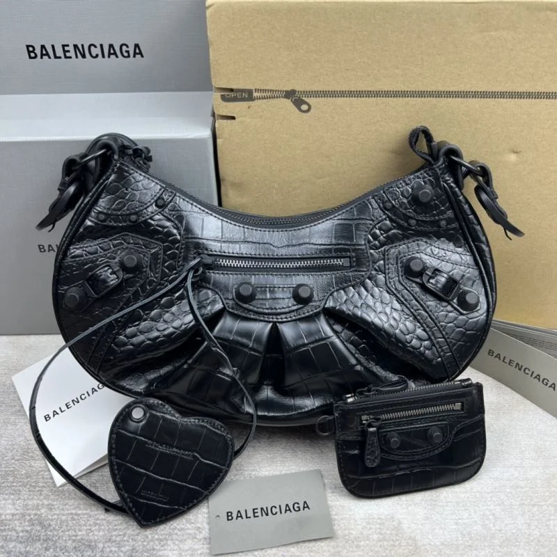 Balenciaga Retro  Crocodile Leather Half-Moon Dumpling Bag FreshLook 38352