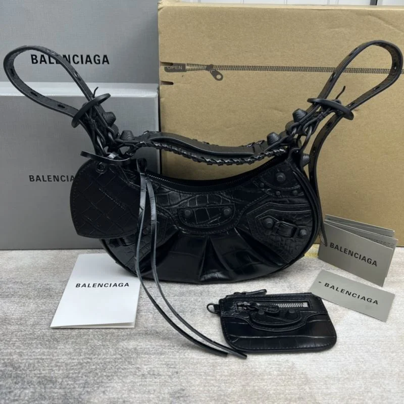 Sophisticated Balenciaga Retro  Crocodile Leather Half Moon Dumpling Bag 38335
