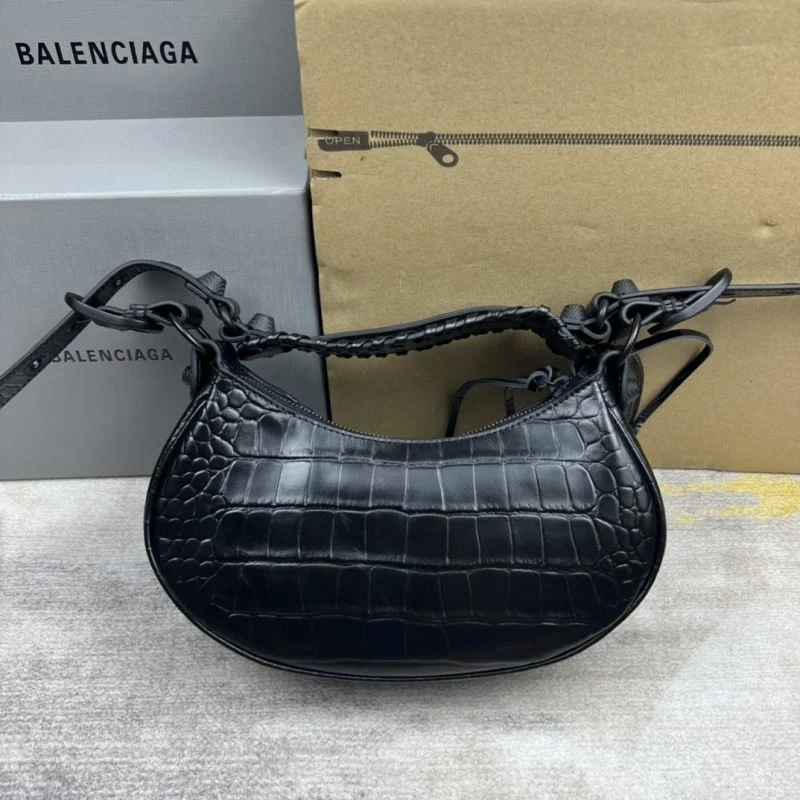Sophisticated Balenciaga Retro  Crocodile Leather Half Moon Dumpling Bag 38335