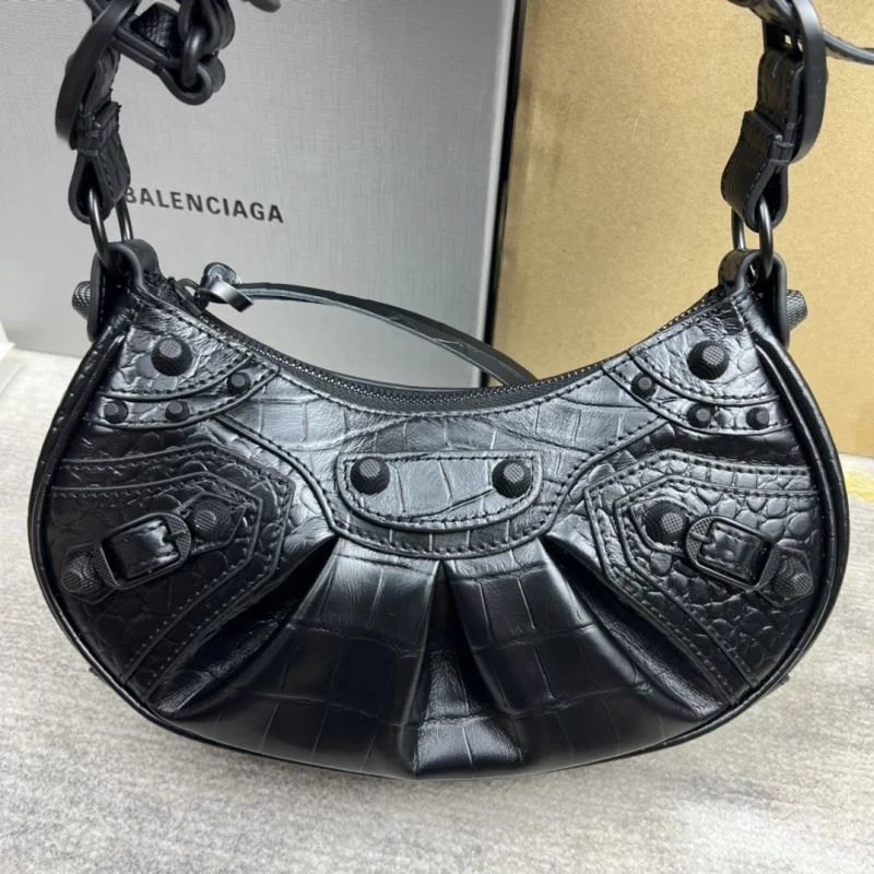 Sophisticated Balenciaga Retro  Crocodile Leather Half Moon Dumpling Bag 38335