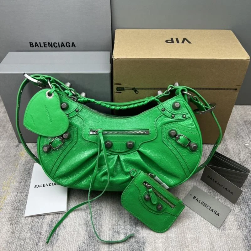 Popular Balenciaga Retro Green  Le Cagole Half-Moon Dumpling Bag 38350