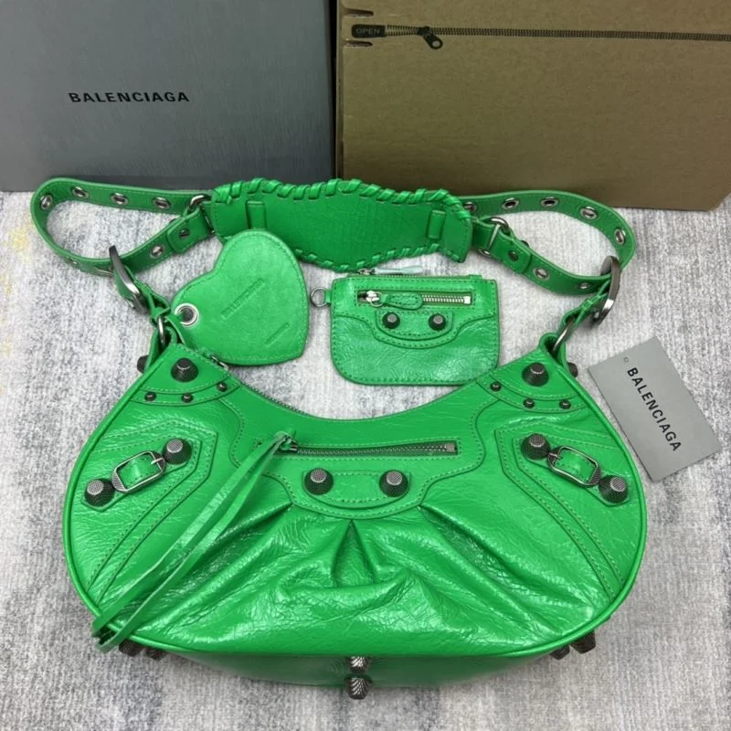 Popular Balenciaga Retro Green  Le Cagole Half-Moon Dumpling Bag 38350