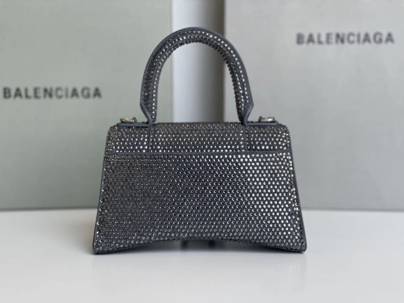 Elegant Balenciaga Rhinestone Hourglass Bag - Gray Crescent 72609