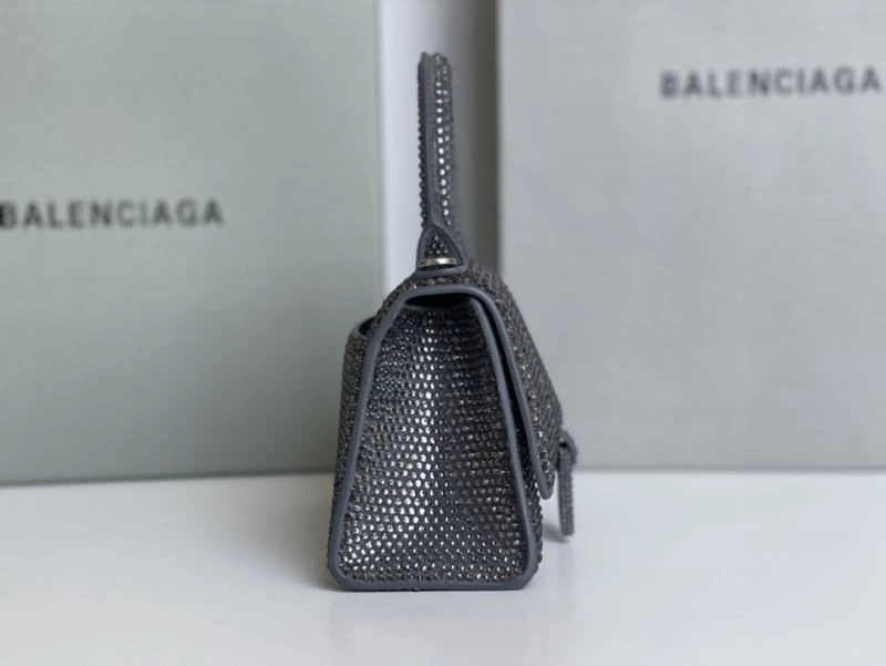 Elegant Balenciaga Rhinestone Hourglass Bag - Gray Crescent 72609
