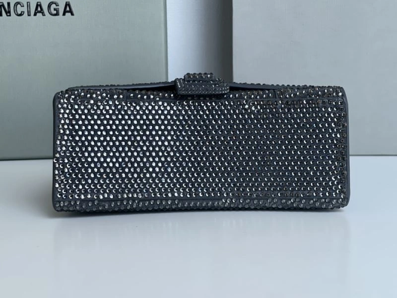 Elegant Balenciaga Rhinestone Hourglass Bag - Gray Crescent 72609