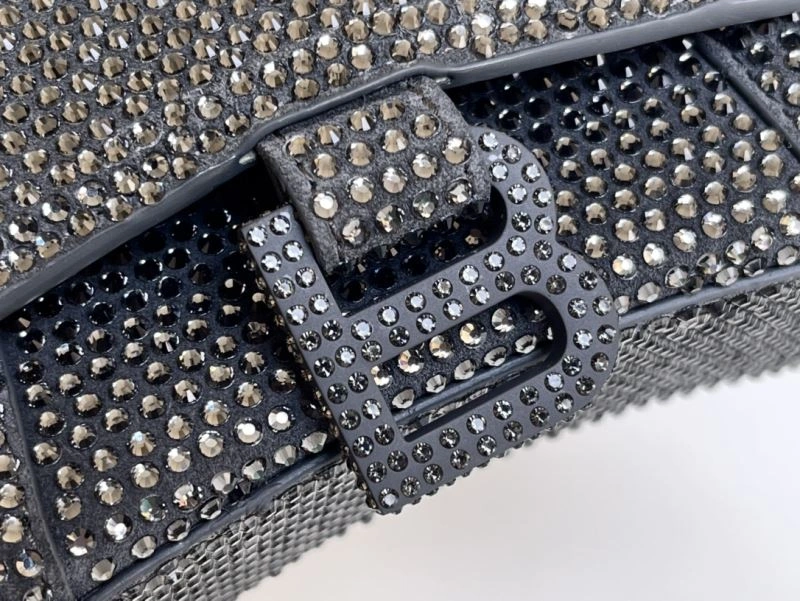 Elegant Balenciaga Rhinestone Hourglass Bag - Gray Crescent 72609