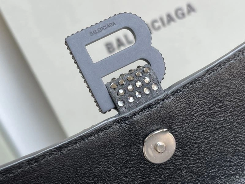 Elegant Balenciaga Rhinestone Hourglass Bag - Gray Crescent 72609